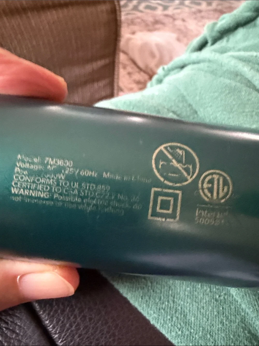 Dry Q SRI LABS. Green Portable Hair Dryer with Gold Accents - See attachment